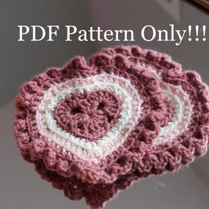 Crochet Heart Coaster PDF Pattern Tutorial