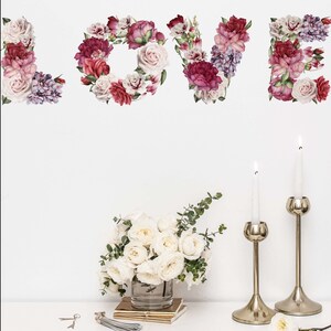 Botanical Love Art - Wall Stickers | Bedroom, Living Room & Nursery Decor Wall Decals | Peel and Stick Large Wall Stickers - by WPJasmin