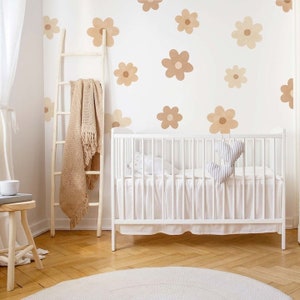 Beige Blossoms - Boho Wall Stickers | Classroom, Kids Room & Nursery Decor Wall Decals | Peel and Stick Large Wall Stickers - by WPJasmin