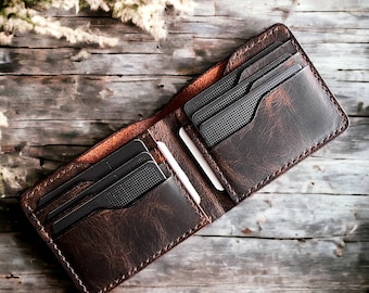 Handgemachte Leder Brieftasche, personalisierte Leder Herren Brieftasche, Vatertagsgeschenk, Geschenk für Männer