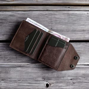 Portefeuille en cuir de vachette de qualité supérieure fabriqué à la main pour un usage quotidien - Fermeture à pression, cadeau unisexe