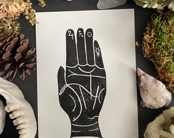 Palmistry Linocut Print