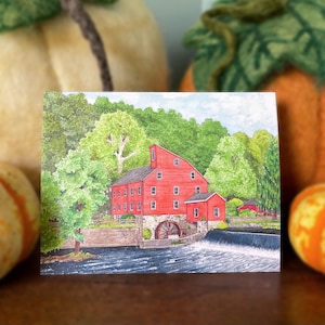 "Grußkarten mit ""Red Mill, Lincoln New Jersey""-Grußkarten."