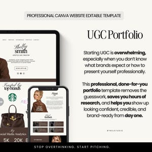 UGC portfolio, UGC creator portfolio, Canva website template, influencer media kit, UGC pitch deck, content creator portfolio, social media portfolio, brand pitch template, influencer website, UGC website template, Canva portfolio, digital download, influencer kit