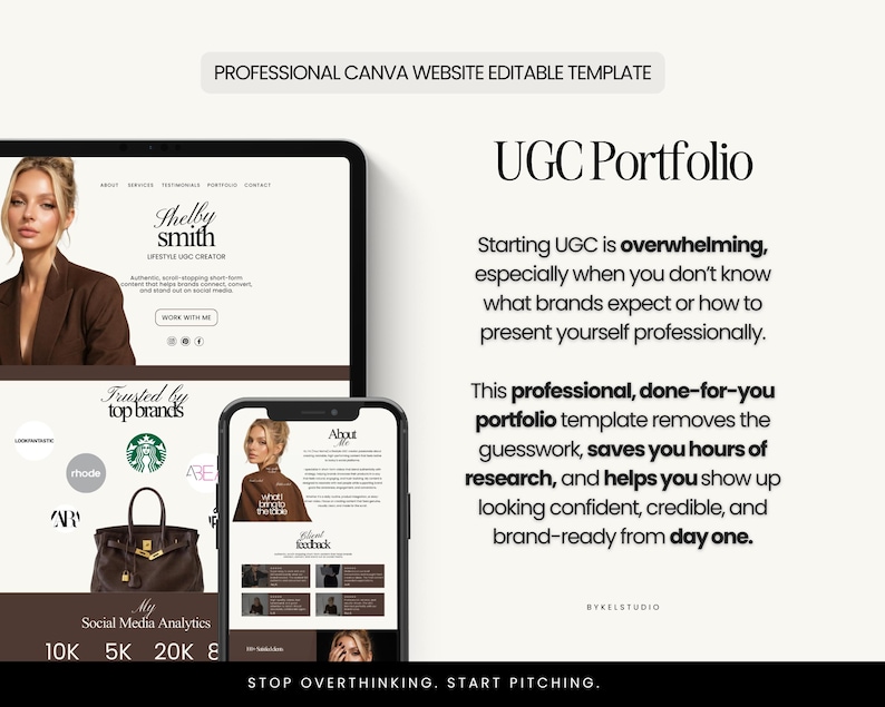 UGC portfolio, UGC creator portfolio, Canva website template, influencer media kit, UGC pitch deck, content creator portfolio, social media portfolio, brand pitch template, influencer website, UGC website template, Canva portfolio, digital download, influencer kit