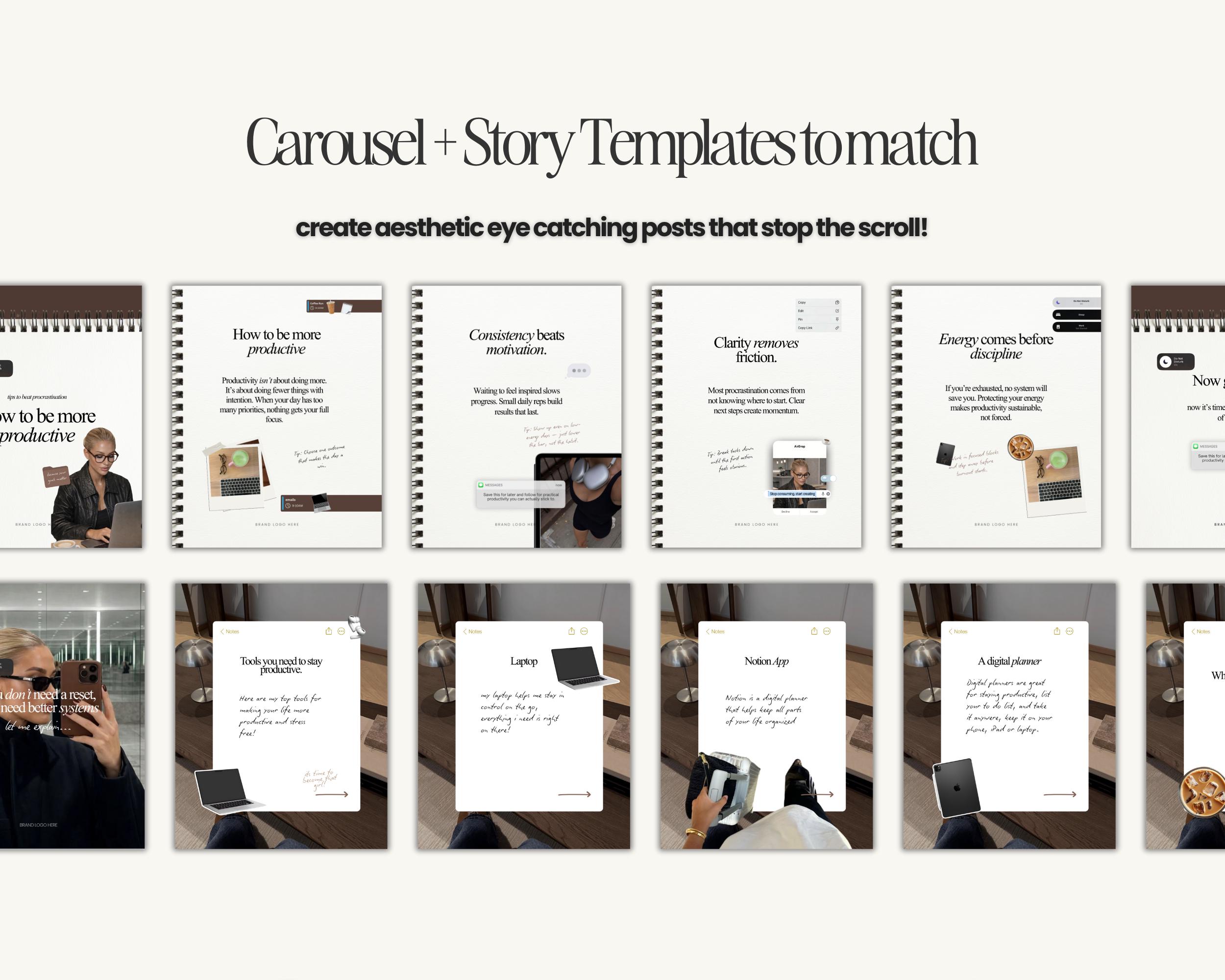 Brown Aesthetic Ios Core Instagram Carousel Templates for Social Media ...