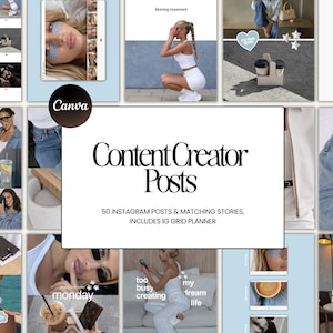 Plantillas estéticas para Instagram en iOS, paquete para creadores de contenido (50 publicaciones/historias)