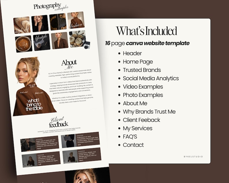 UGC portfolio, UGC creator portfolio, Canva website template, influencer media kit, UGC pitch deck, content creator portfolio, social media portfolio, brand pitch template, influencer website, UGC website template, Canva portfolio, digital download, influencer kit