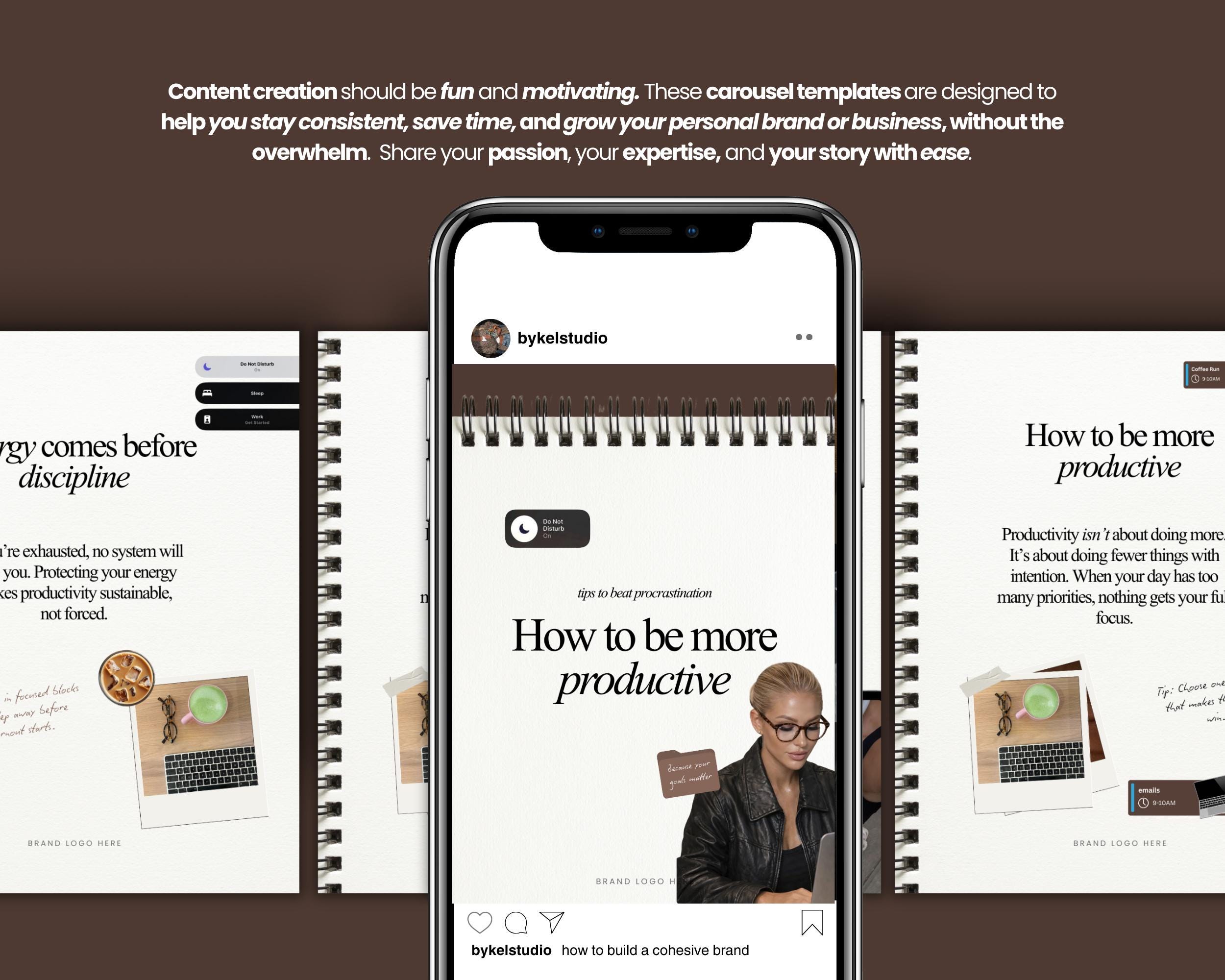 Brown Aesthetic Ios Core Instagram Carousel Templates for Social Media ...