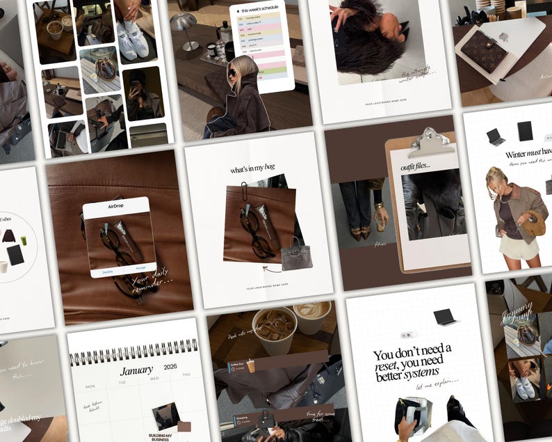 Personal brand, bold Instagram post, coaching Instagram, iOS core templates, business coach posts, social media manager, digital marketer, social media coach, content creator IG, IG theme page, IG coaching, social media agency, IG carousel posts, aesthetic Instagram templates, brown theme IG, Canva Instagram templates, iOS aesthetic, brand building, content planning, viral Instagram posts