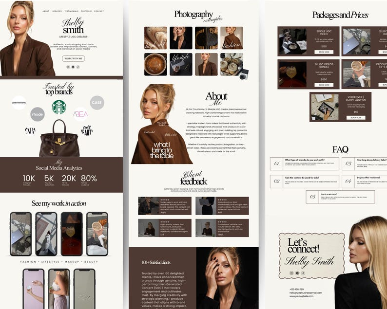 UGC portfolio, UGC creator portfolio, Canva website template, influencer media kit, UGC pitch deck, content creator portfolio, social media portfolio, brand pitch template, influencer website, UGC website template, Canva portfolio, digital download, influencer kit
