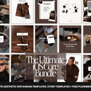 Paquete de plantillas básicas de Instagram con estética marrón para iOS, para administradores de redes sociales, creadores de contenido y entrenadores, paquete de publicaciones en carrusel de IG de Canva.