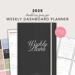 2025 Weekly Digital Dashboard Planner for Goodnotes, Notability, IPad. Minimalist Undated Digital Planner, Aesthetic monthly/weekly planner.