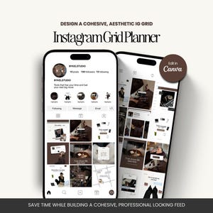 Instagram Feed Planner for Content Creators, Social Media Managers, Coaches, Create a aesthetic Instagram Profile Feed Canva Mockup Template