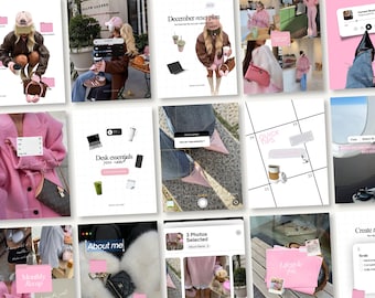 Trendy Pink iOS Core Instagram  Content Creator Templates, Viral Aesthetic IG Posts, Social Media Agency UGC Kit