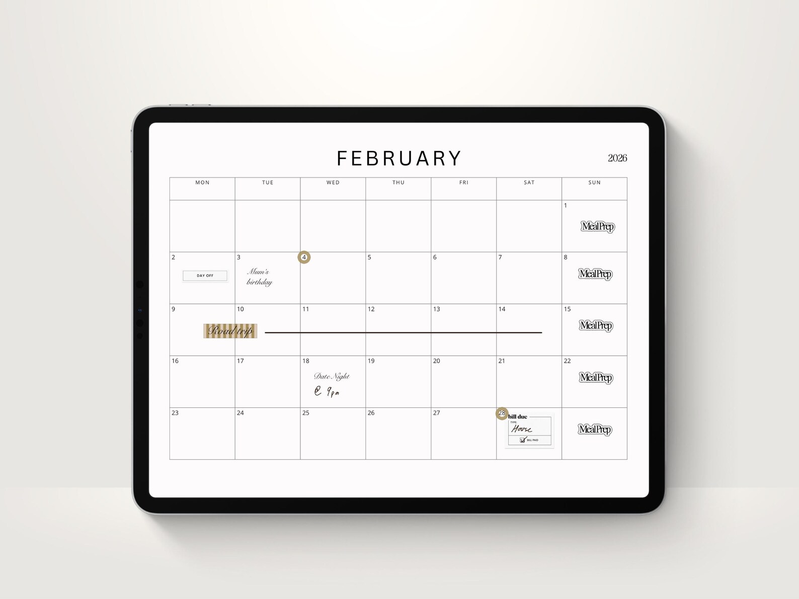 2026 Digital Monthly Calendar for Goodnotes, Notability Planner ...