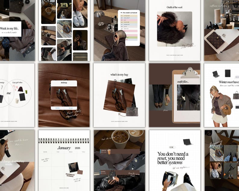 Personal brand, bold Instagram post, coaching Instagram, iOS core templates, business coach posts, social media manager, digital marketer, social media coach, content creator IG, IG theme page, IG coaching, social media agency, IG carousel posts, aesthetic Instagram templates, brown theme IG, Canva Instagram templates, iOS aesthetic, brand building, content planning, viral Instagram posts
