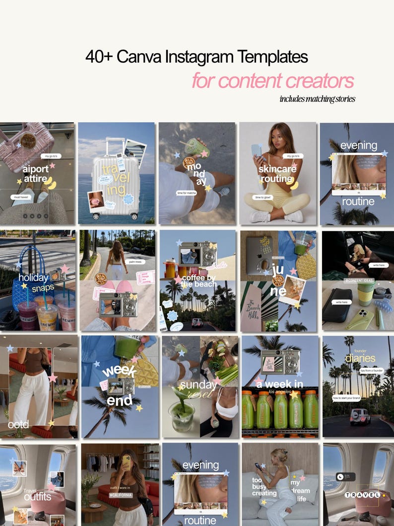 trendy Instagram templates, content creator Canva bundle, aesthetic social media templates, iOS style Instagram posts, personal branding Canva templates, UGC influencer templates, digital marketing Instagram posts, social media manager Canva kit, modern aesthetic Instagram templates, editable Canva post bundle