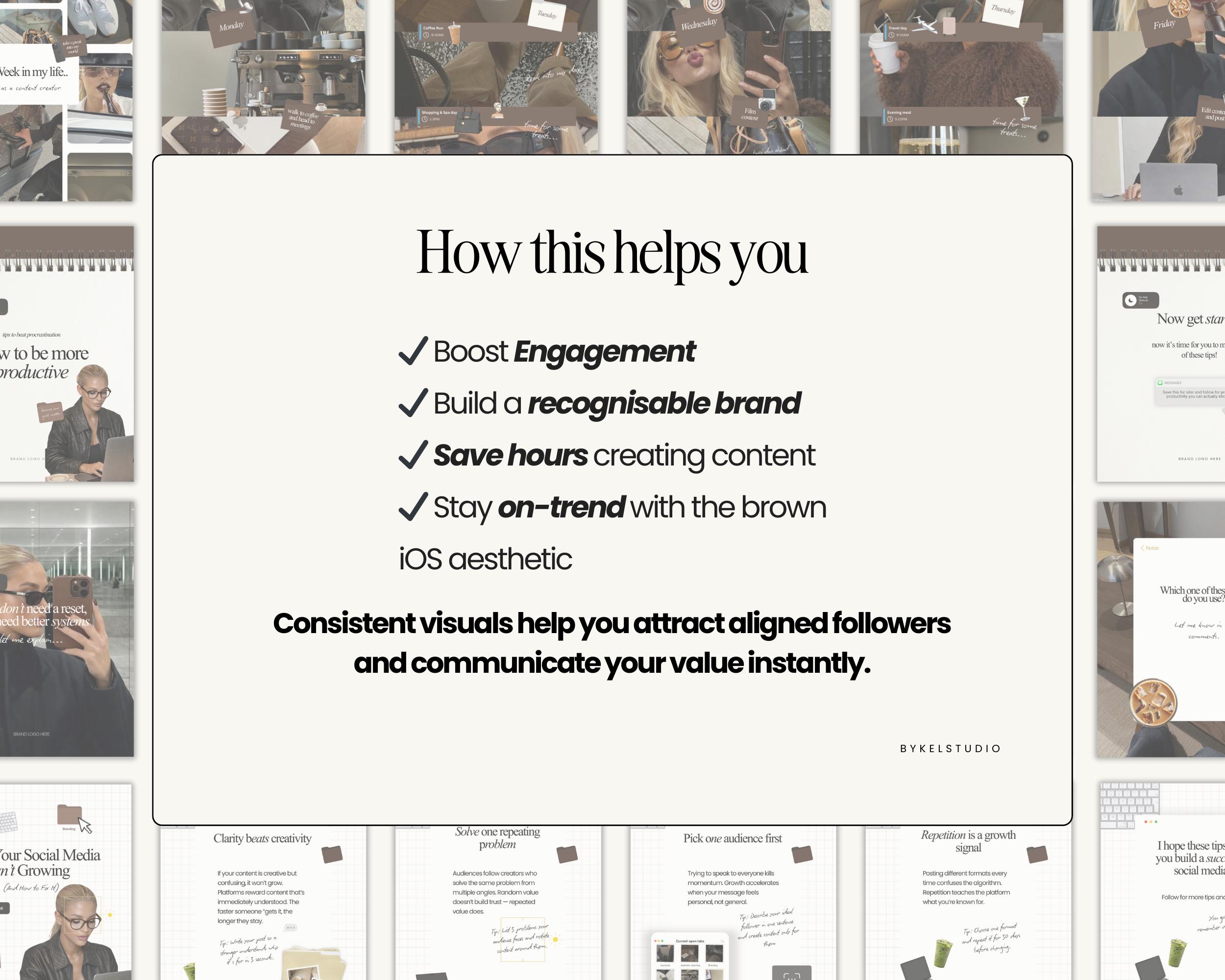 Ios Carousel Options Brown Aesthetic Ios Core Instagram Carousel Templates for Social Media ...