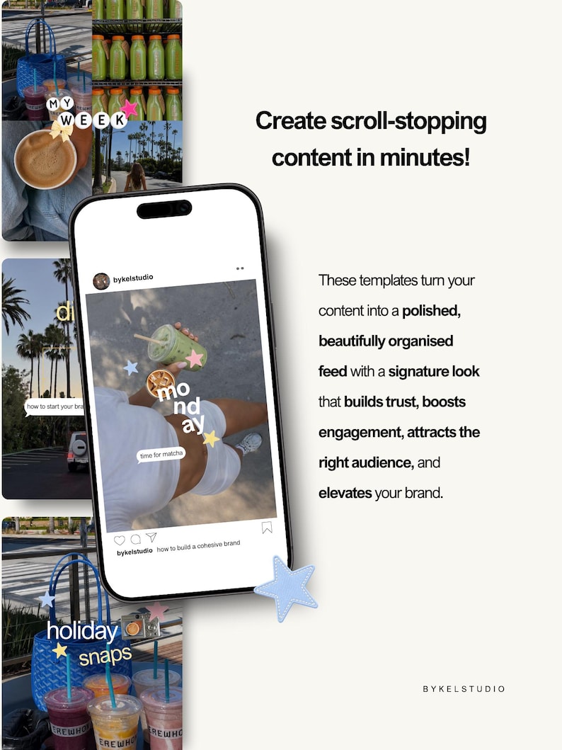 trendy Instagram templates, content creator Canva bundle, aesthetic social media templates, iOS style Instagram posts, personal branding Canva templates, UGC influencer templates, digital marketing Instagram posts, social media manager Canva kit, modern aesthetic Instagram templates, editable Canva post bundle