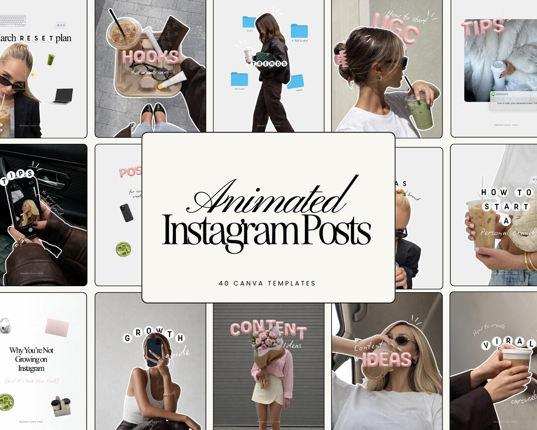 Aesthetic Animated Instagram Posts Canva Templates for Content Creators ...