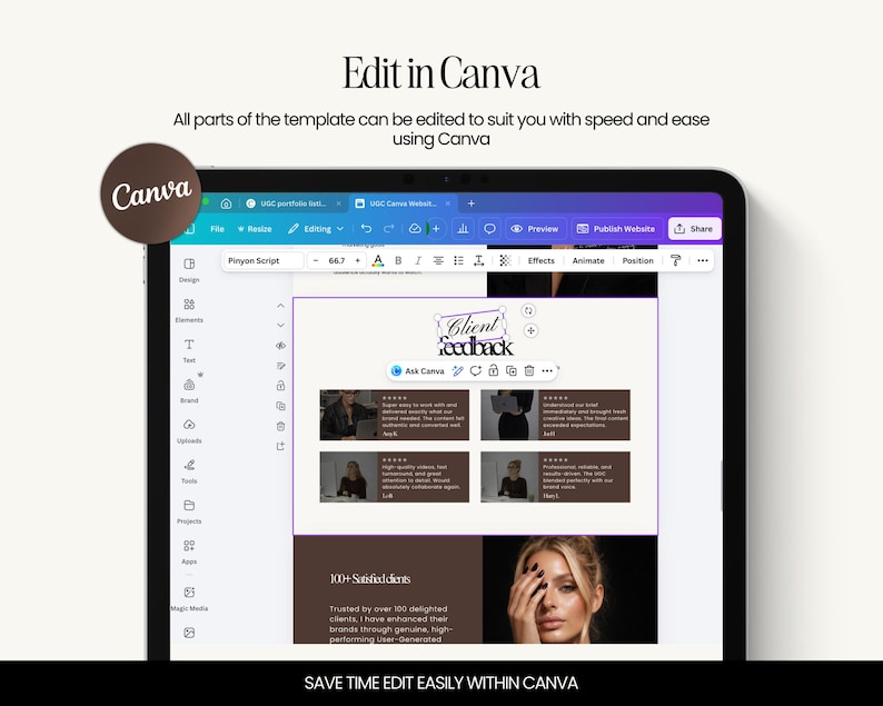 UGC portfolio, UGC creator portfolio, Canva website template, influencer media kit, UGC pitch deck, content creator portfolio, social media portfolio, brand pitch template, influencer website, UGC website template, Canva portfolio, digital download, influencer kit