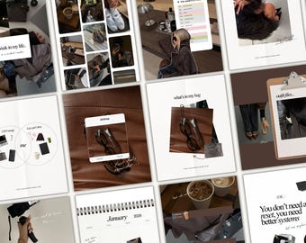Brown Aesthetic Modern Instagram Templates for Content Creators, Social Media Managers & Coaches, IG Carousel Posts Canva Bundle.