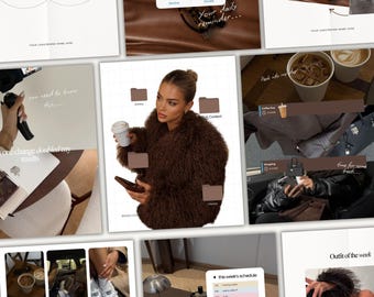 Op de afbeelding: Een digitale collage met lifestyle-afbeeldingen, waaronder een bruine imitatiebontjas, een bril met schildpadpatroon, een Rhode lippenbalsem, koffiebekers, een smartphone, een laptop en diverse tekstoverlays zoals CEO energy, Lazy girl vibes en weekplanning.
