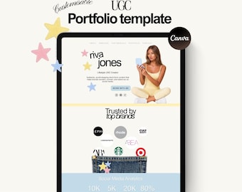 Plantilla de sitio web de Canva para portafolio de contenido generado por el usuario: Kit de medios para influencers (descarga digital)