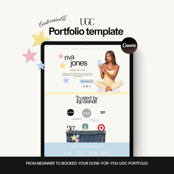 UGC Portfolio Canva Website Template: Influencer Media Kit (Digital Download)
