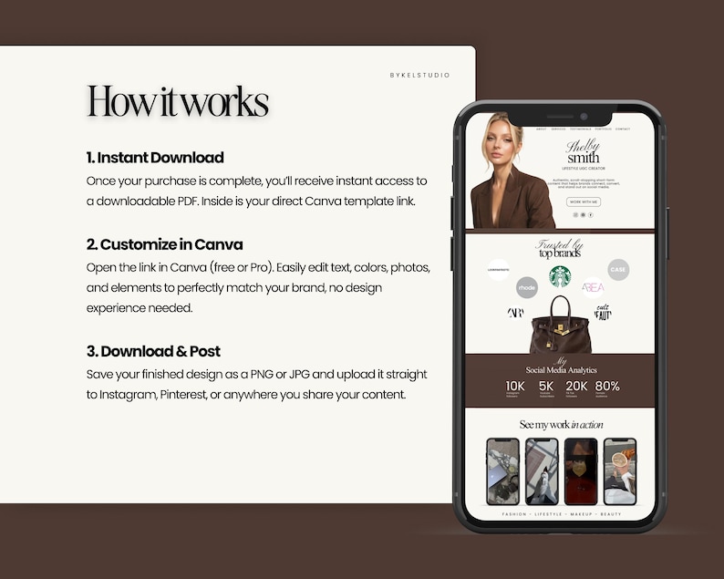 UGC portfolio, UGC creator portfolio, Canva website template, influencer media kit, UGC pitch deck, content creator portfolio, social media portfolio, brand pitch template, influencer website, UGC website template, Canva portfolio, digital download, influencer kit