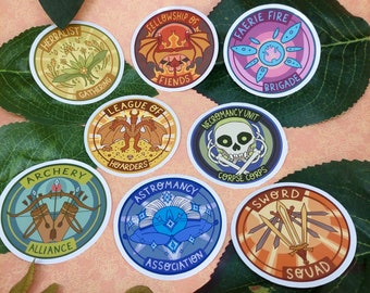 RPG Badge Squads vinyl stickers - TTRPG classes - TTRPG archetypes - Fantasy Groups