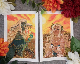 Rey Rauru y Reina Sonia Leyenda de Zelda Lágrimas del Reino Pintura Gouache Original