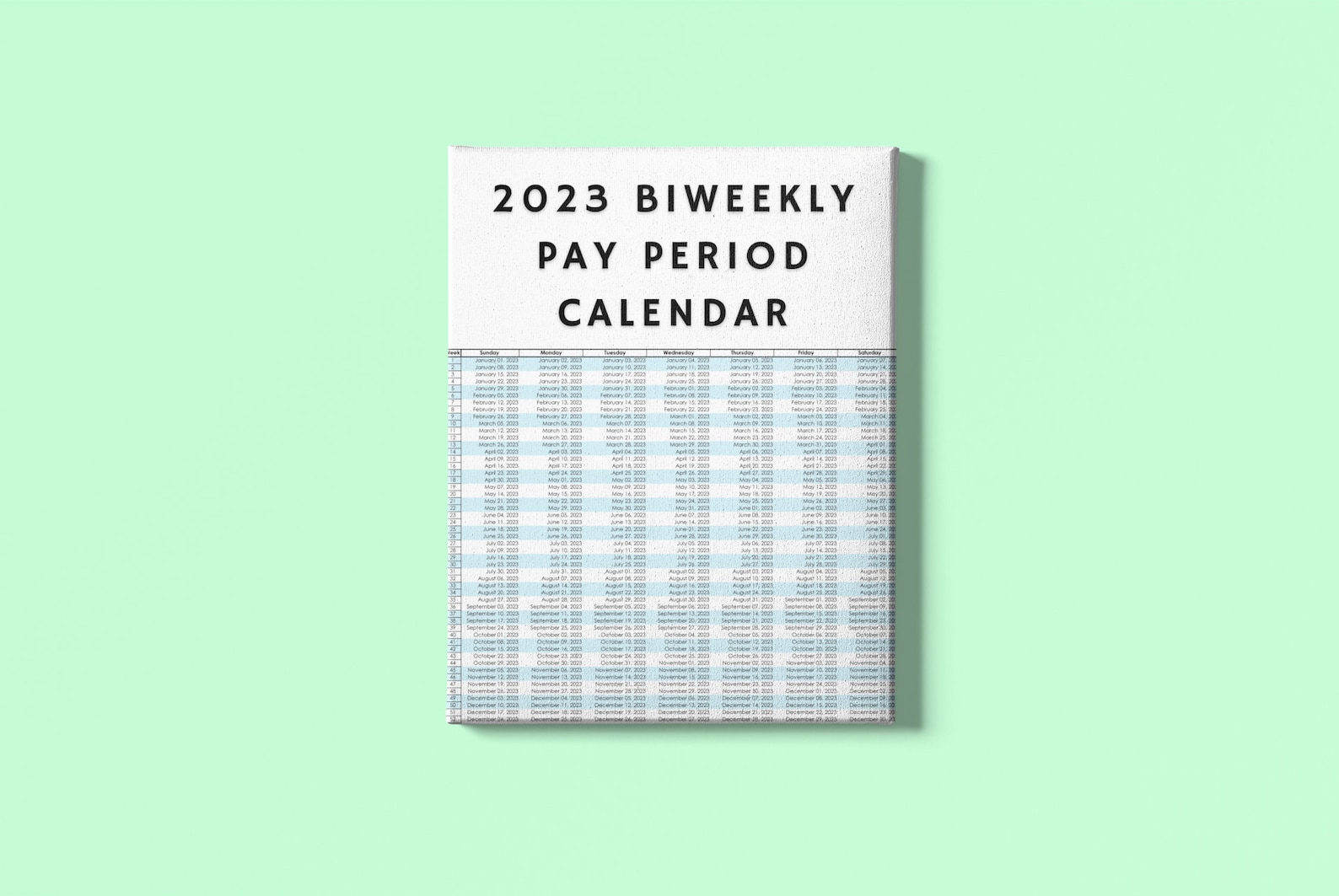 2023 Biweekly Payroll Calendar Printable PDF Poster Etsy UK