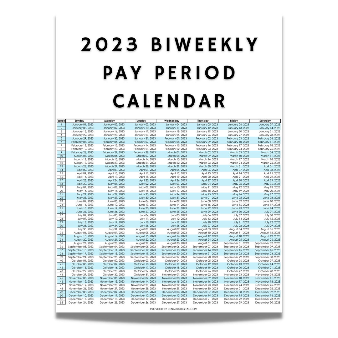 2023 Biweekly Payroll Calendar Printable PDF Poster Etsy