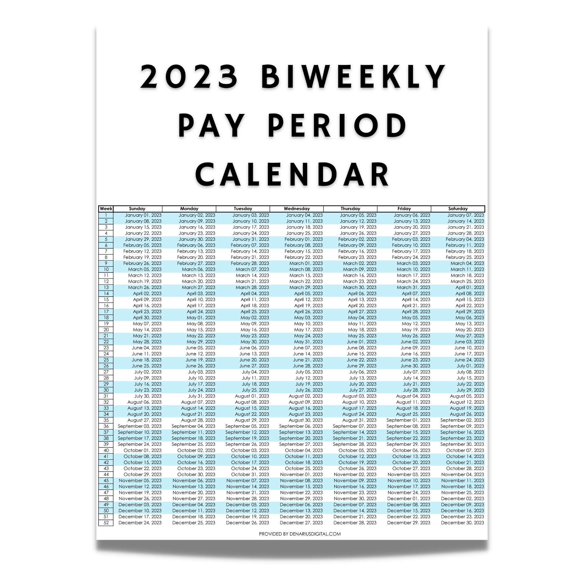 2023 Biweekly Payroll Calendar Printable PDF Poster Etsy Singapore