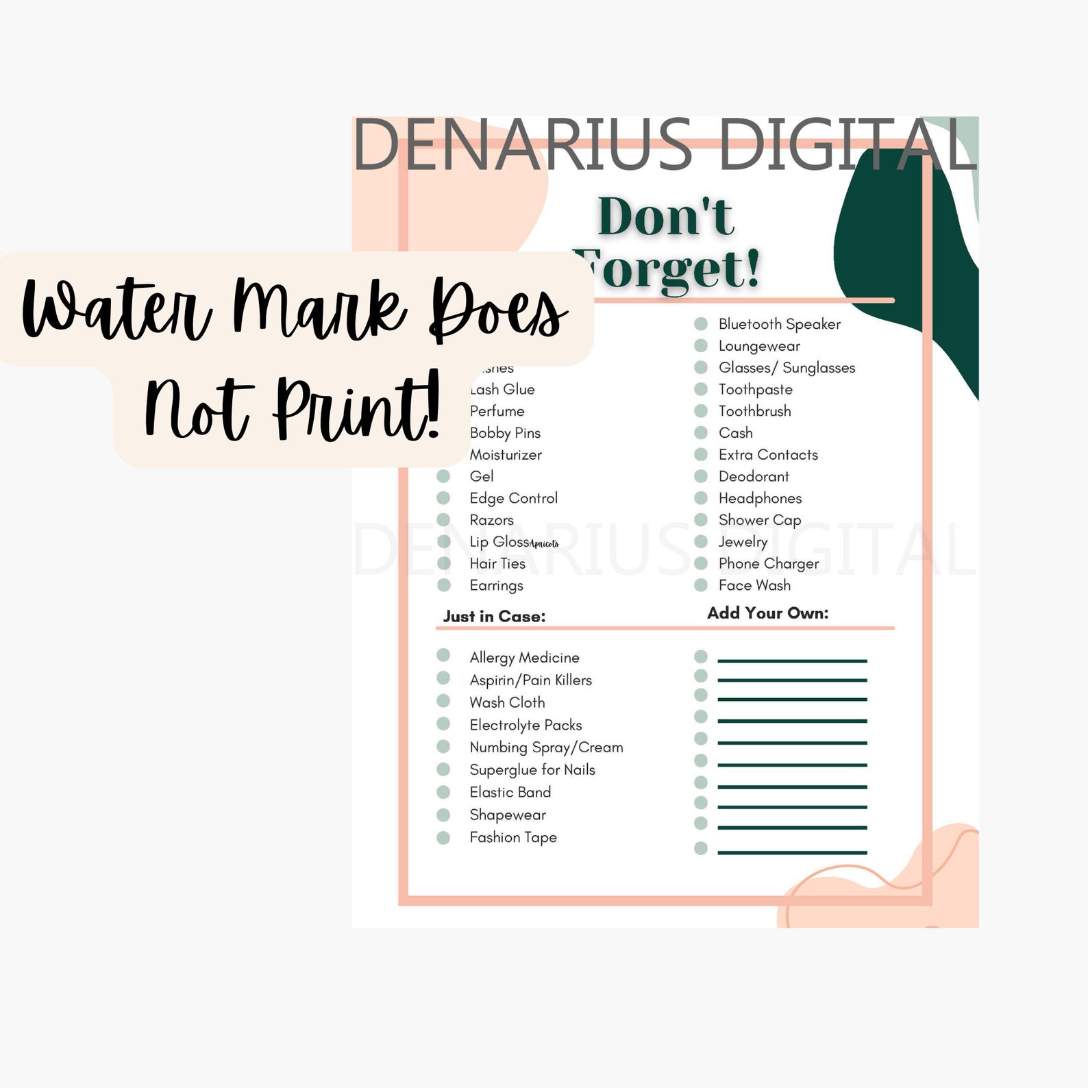 Vacation Packing List Commonly Travel Items Etsy