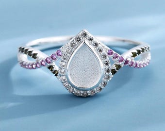 Sterling Silver Pear Breastmilk Ring, Birthstone Keepsake Jewelry