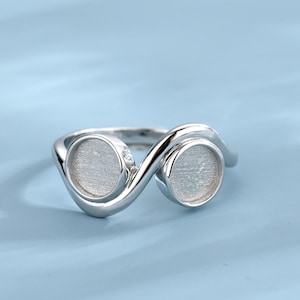 925 Sterling Silver Double RoundBezel Breastmilk Ring Setting, Bezel Ring, Birthstones Keepsake Jewelry DIY Breastmilk Jewelry, Ash Keepsake