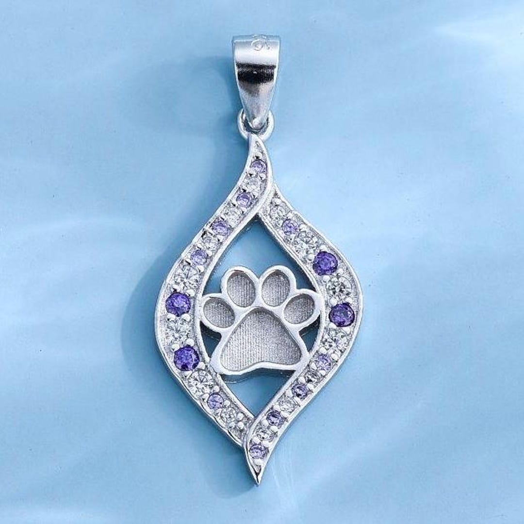 Sterling Silver Paw Print Memorial Necklace – Pet Ashes Keepsake - Etsy