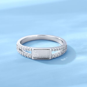 925 Sterling Silver Breastmilk Ring Setting, Rectangle Bezel Ring, Birthstones Keepsake Jewelry DIY Breastmilk Jewelry, Ash Ring Keepsake