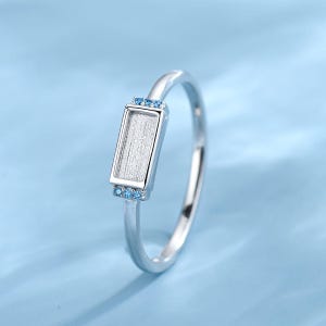 Anello in argento sterling 925 con latte materno, anello con castone rettangolare, gioielli ricordo con pietre portafortuna, gioielli fai da te con latte materno, anello ricordo con cenere