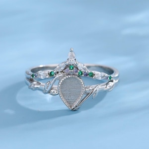 925 Sterling Silver Breastmilk Ring Setting, Teardrop Bezel Ring, Birthstones Keepsake Jewelry DIY Breastmilk Jewelry, Ash Ring Keepsake