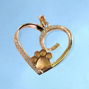 925 Sterling Silver Paw Print Pendant Setting – Blank Keepsake Necklace Component for Memorial or Pet Remembrance Jewelry