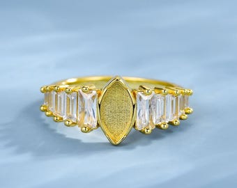 Sterling Silver Marquise Bezel Ring Setting, DIY Keepsake Jewelry