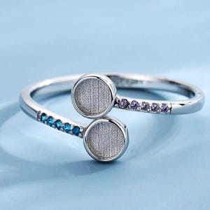 925 Sterling Silver Breastmilk Ring Setting  DoubleRound Bezel  Ring, Birthstones Keepsake Jewelry DIY Breastmilk Jewelry, Ash Ring Keepsake