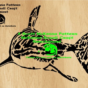 May include: Black and white silhouette of a swordfish with a detailed pattern. The image includes the text "A Scott McKenna Pattern McKenna Scroll Craft @smckenart Please Do not sell or distribute".