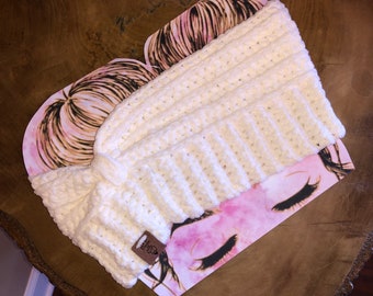 Crochet Headband Earwarmer; Cream Color and super soft