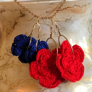 Crochet Flowers on a Gold Hoop