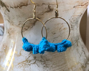CUSTOMIZED Ruffle CROCHET EARRINGS with 14kt gold plated loop and hook